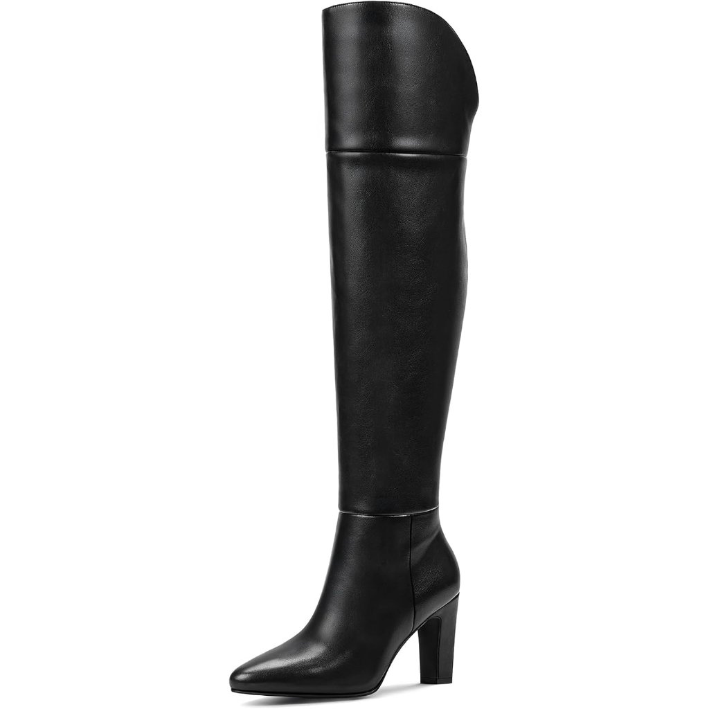 Thigh High Boots For Women - Black Over The Knee Boots With Pointed Toe, Above T